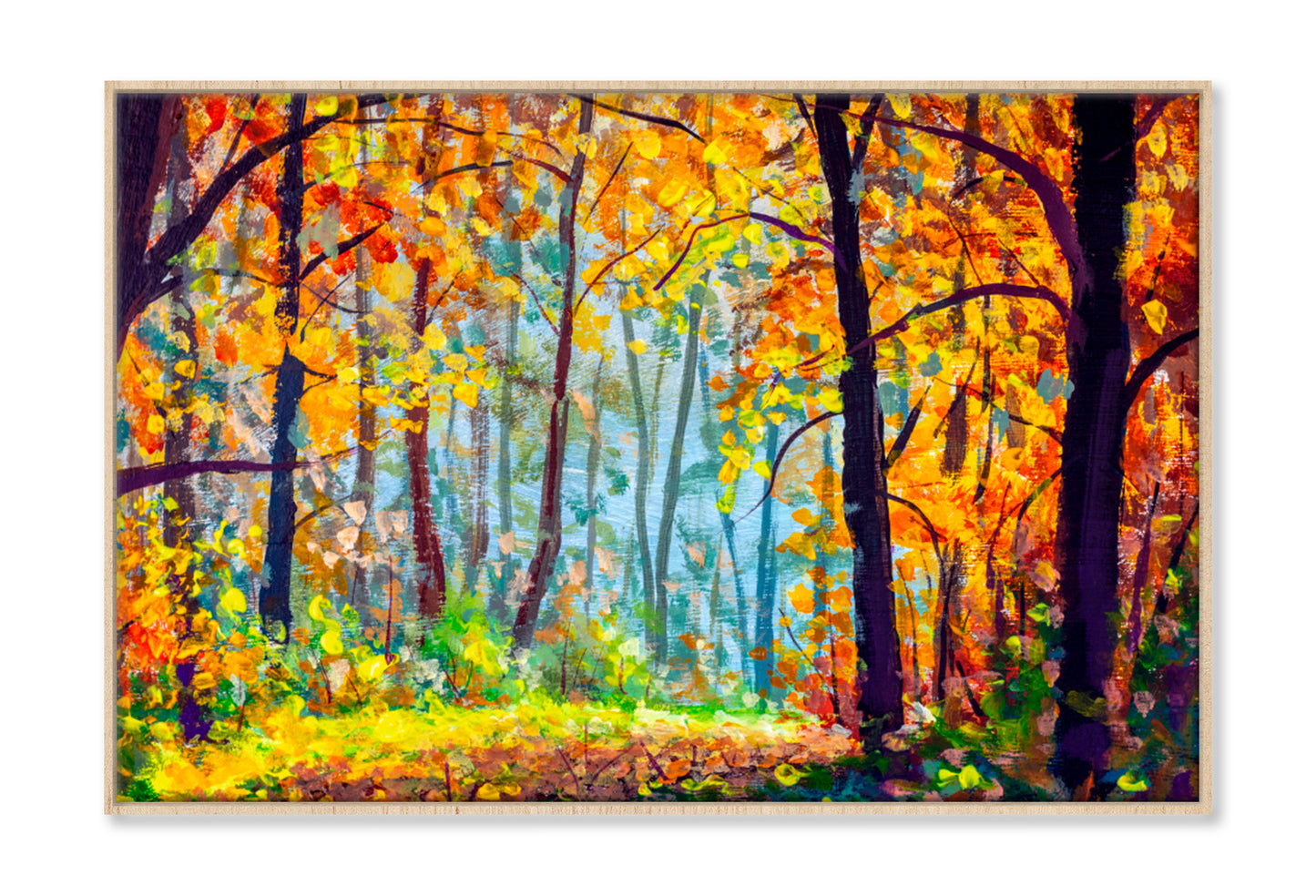 Autumn Forest Oil Painting Wall Art Limited Edition High Quality Print Canvas Box Framed Natural