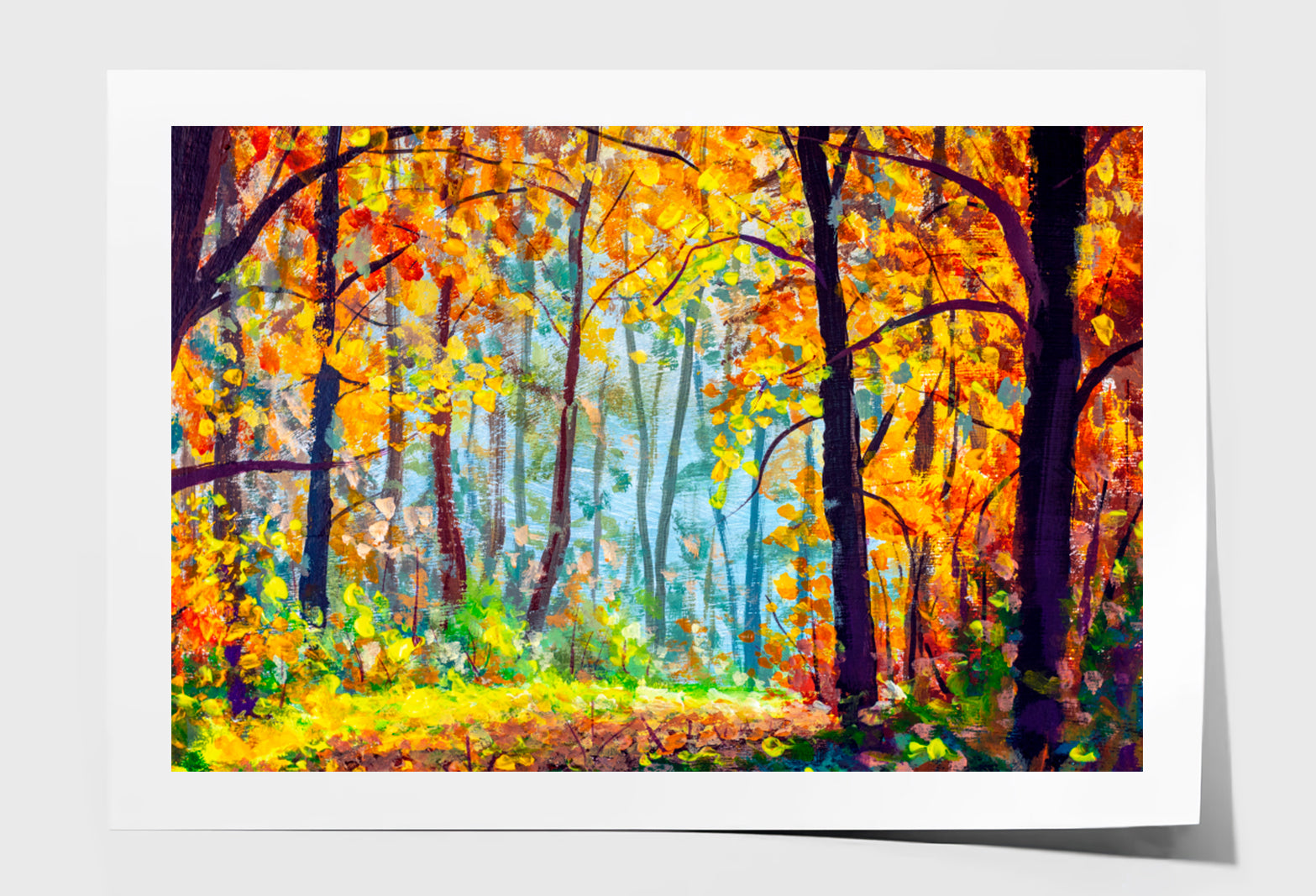 Autumn Forest Oil Painting Wall Art Limited Edition High Quality Print Unframed Roll Canvas None