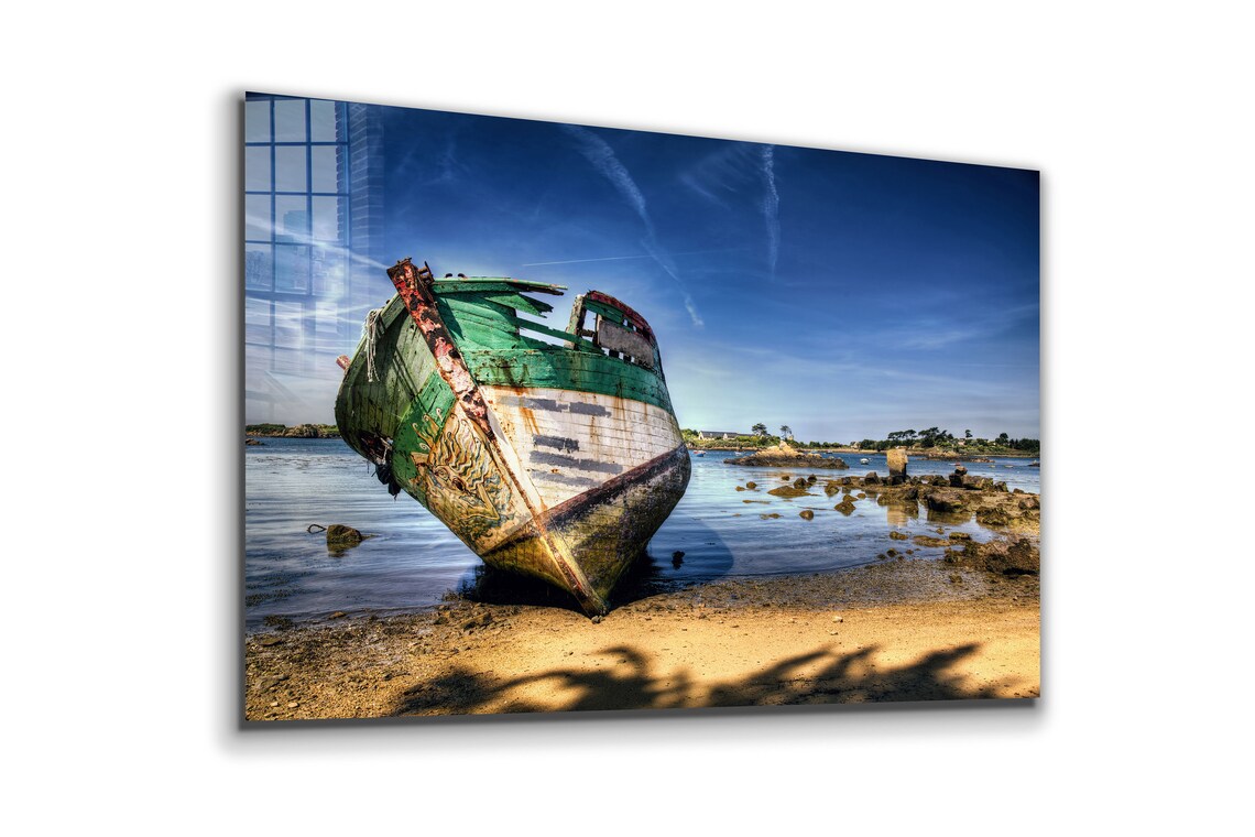 Boat Wreck & Blue Sky UV Direct Aluminum Print Australian Made Quality