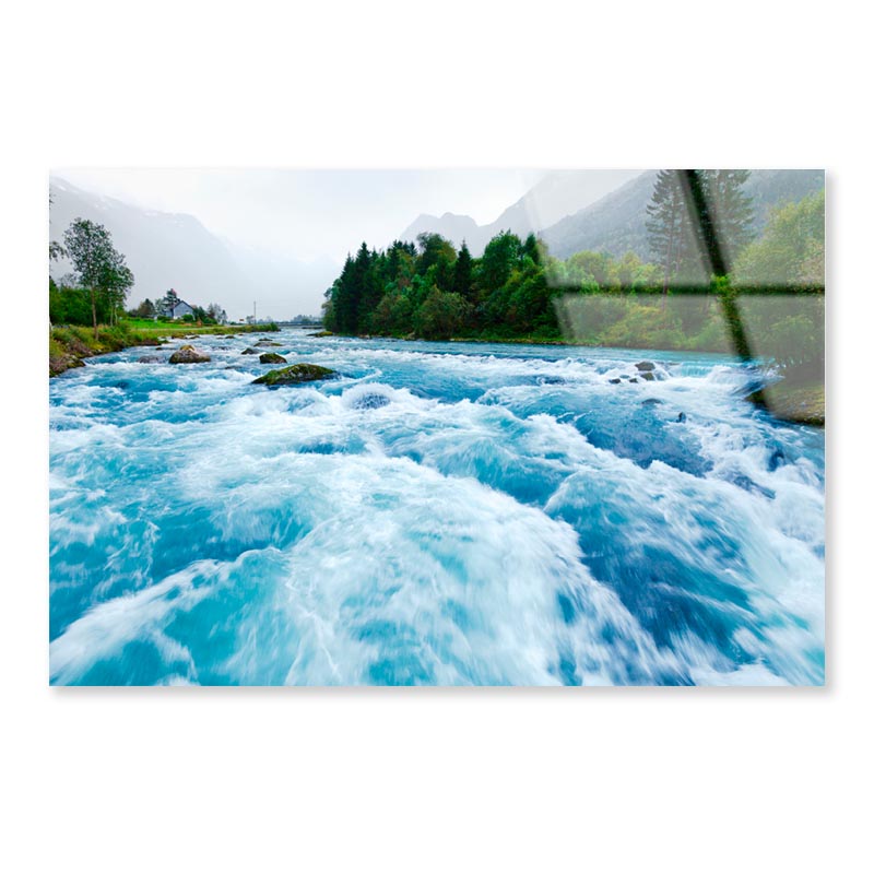 Milky Blue Glacial Water of Briksdal River in Norway Acrylic Glass Print Tempered Glass Wall Art 100% Made in Australia Ready to Hang