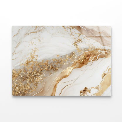 Natural White and Gold Marble Texture Acrylic Glass Print Tempered Glass Wall Art 100% Made in Australia Ready to Hang