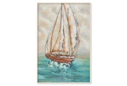 Sea, Sailing Boat, Fabric, Nature Wall Art Limited Edition High Quality Print