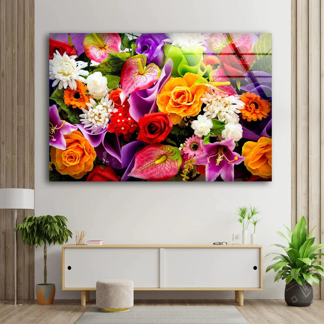 Colorful Flowers Bunch UV Direct Aluminum Print Australian Made Quality