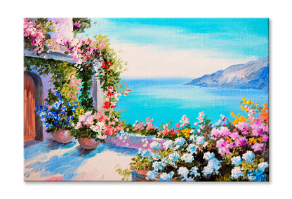 House Near The Sea Oil Painting Wall Art Limited Edition High Quality Print Stretched Canvas None