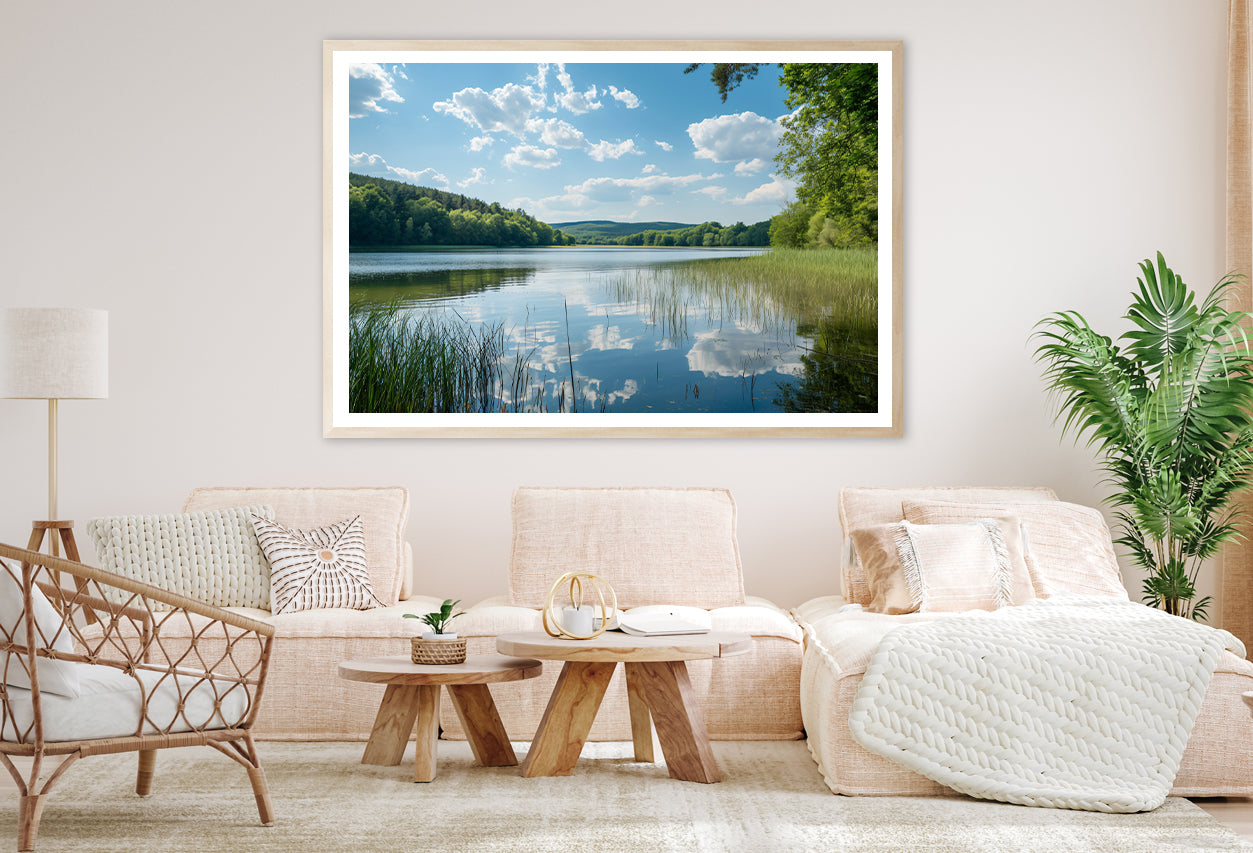 Lake Surrounded By Trees with Sky Home Decor Premium Quality Poster Print Choose Your Sizes