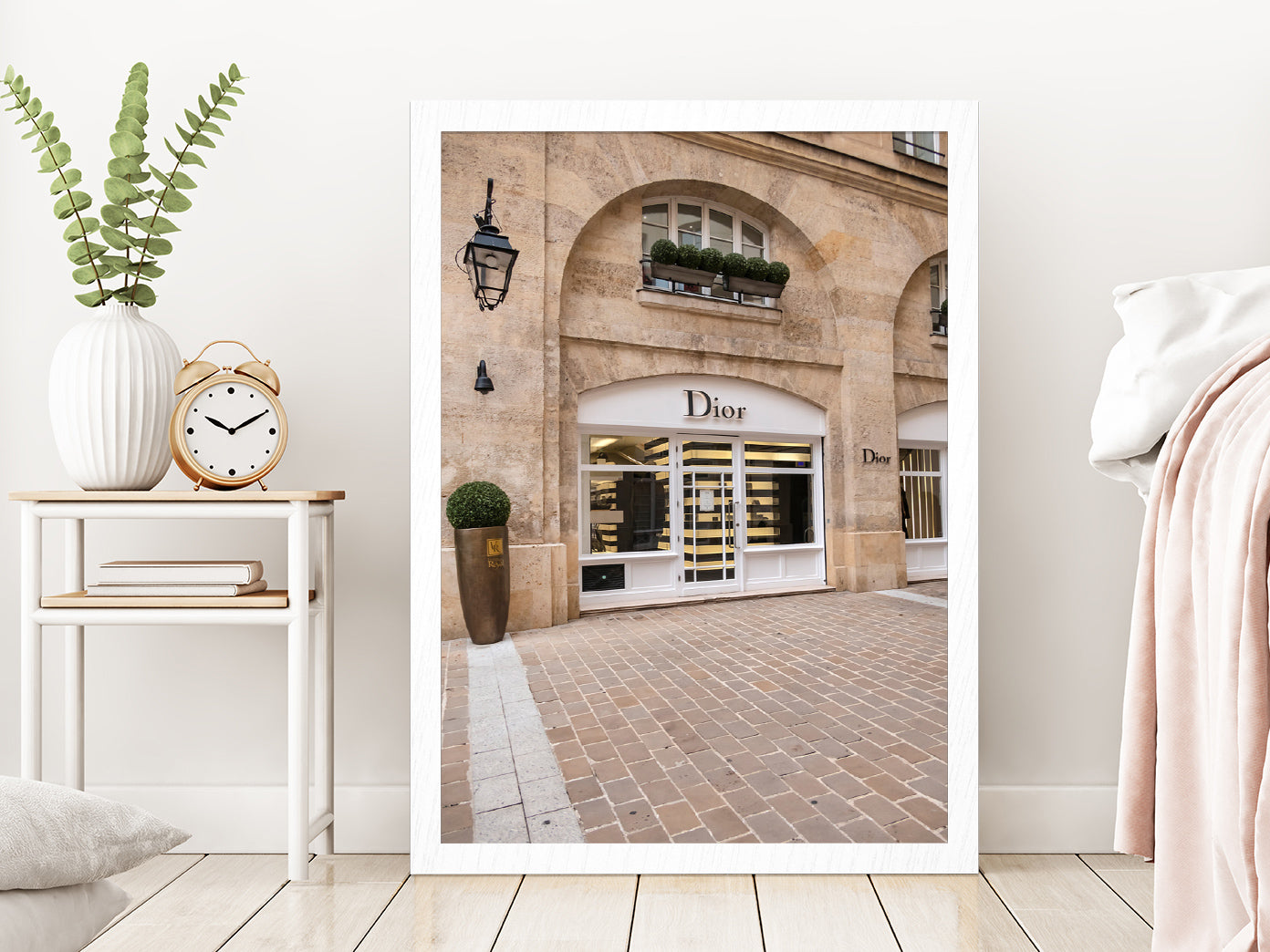 Fashion Store Building View Photograph Glass Framed Wall Art, Ready to Hang Quality Print Without White Border White