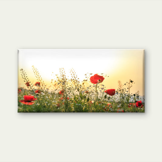 Red Poppy Field Wildflower Bloom Wall Art Canvas Office Home Room Framed 120x60cm