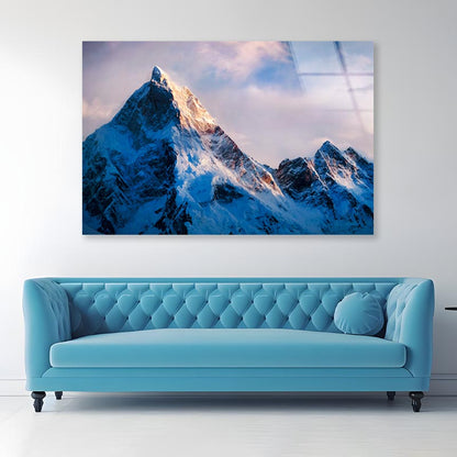 View Of Beautiful Snowy Masherbrum  Acrylic Glass Print Tempered Glass Wall Art 100% Made in Australia Ready to Hang