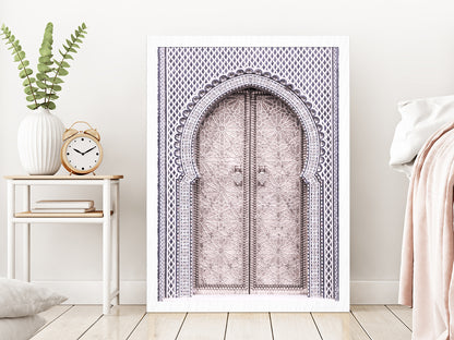 Moroccon Door View Photograph Glass Framed Wall Art, Ready to Hang Quality Print Without White Border White