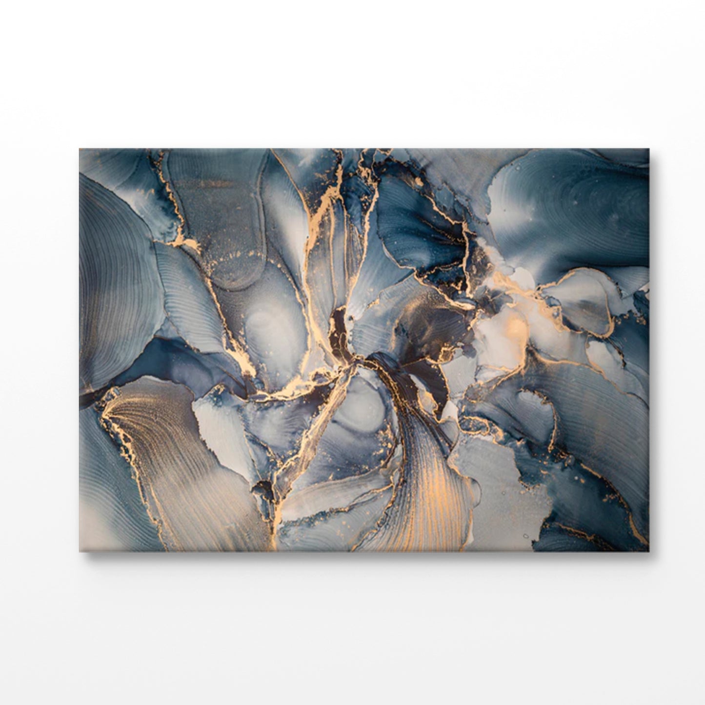 Bella Home Blue & Gold Abstract Print Canvas Ready to hang