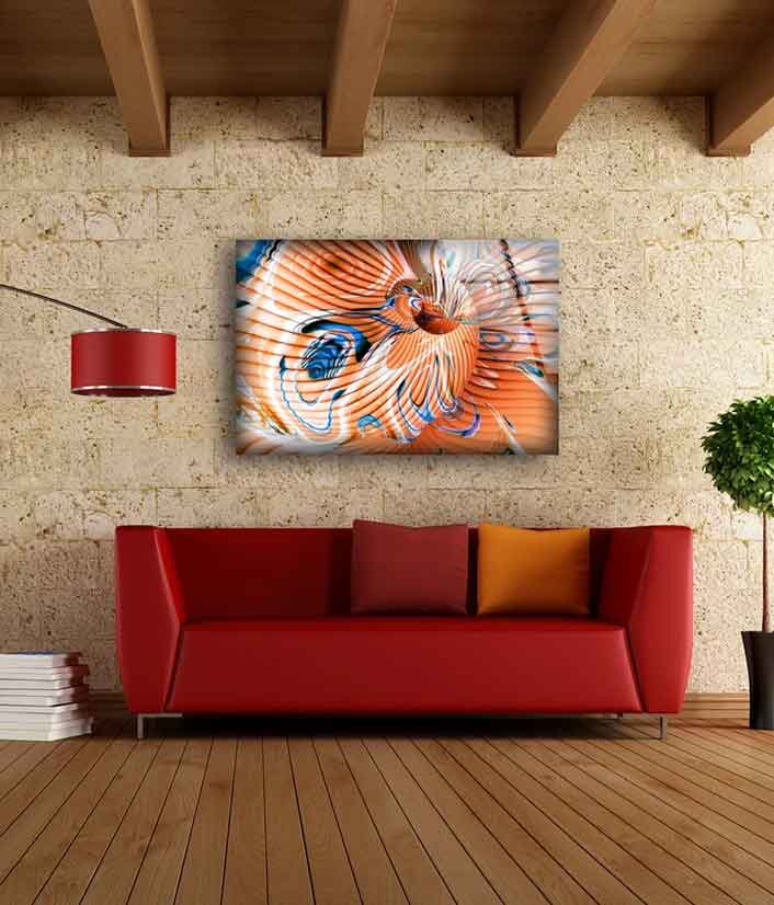 Orange & Blue Abstract UV Direct Aluminum Print Australian Made Quality