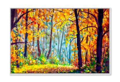 Autumn Forest Oil Painting Wall Art Limited Edition High Quality Print Canvas Box Framed White