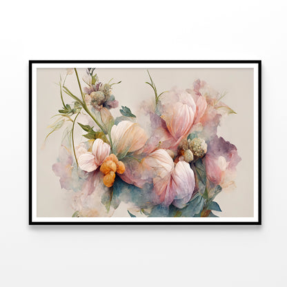 Pink and White Flowers Painting Home Decor Premium Quality Poster Print Choose Your Sizes