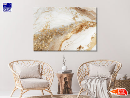 Natural White and Gold Marble Texture Print 100% Australian Made