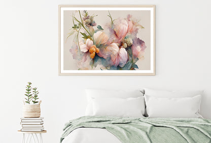 Pink and White Flowers Painting Home Decor Premium Quality Poster Print Choose Your Sizes