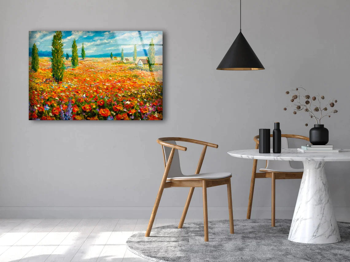 Flower Field Painting UV Direct Aluminum Print Australian Made Quality