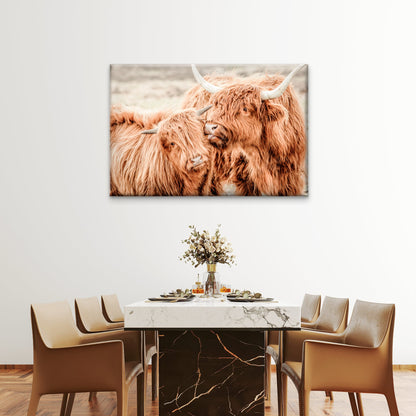 Rustic Farmhouse Pair of Scottish Highland Cow Wall Art Decor 100% Australian Made