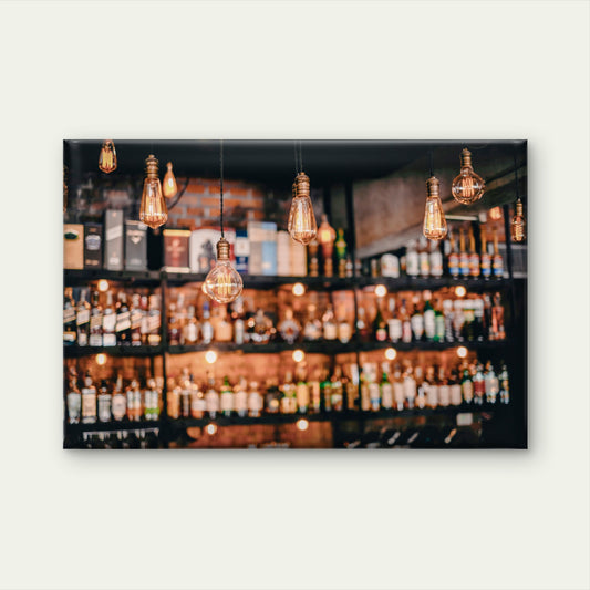 Warm Glow Vintage Light Bulbs with Liquor Shelf and Bar Wall Art Decor 100% Australian Made