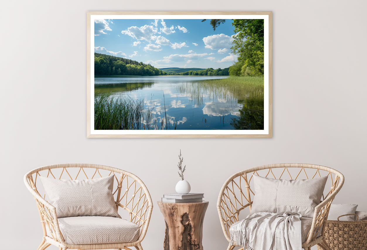 Lake Surrounded By Trees with Sky Home Decor Premium Quality Poster Print Choose Your Sizes