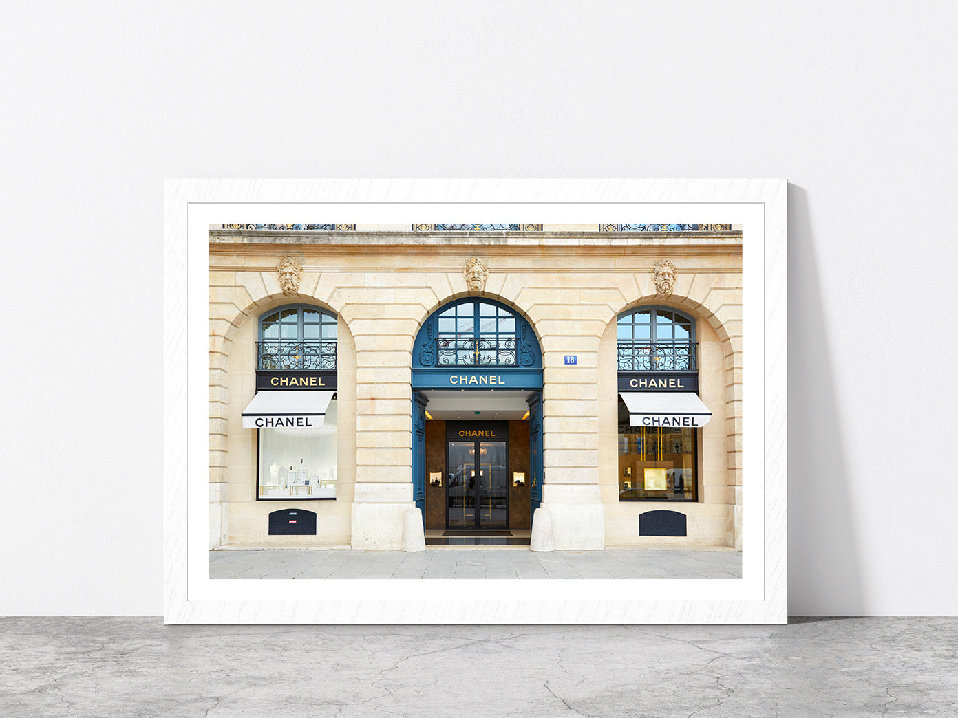 Fashion Stire in Vendome in Paris Photograph Glass Framed Wall Art, Ready to Hang Quality Print With White Border White