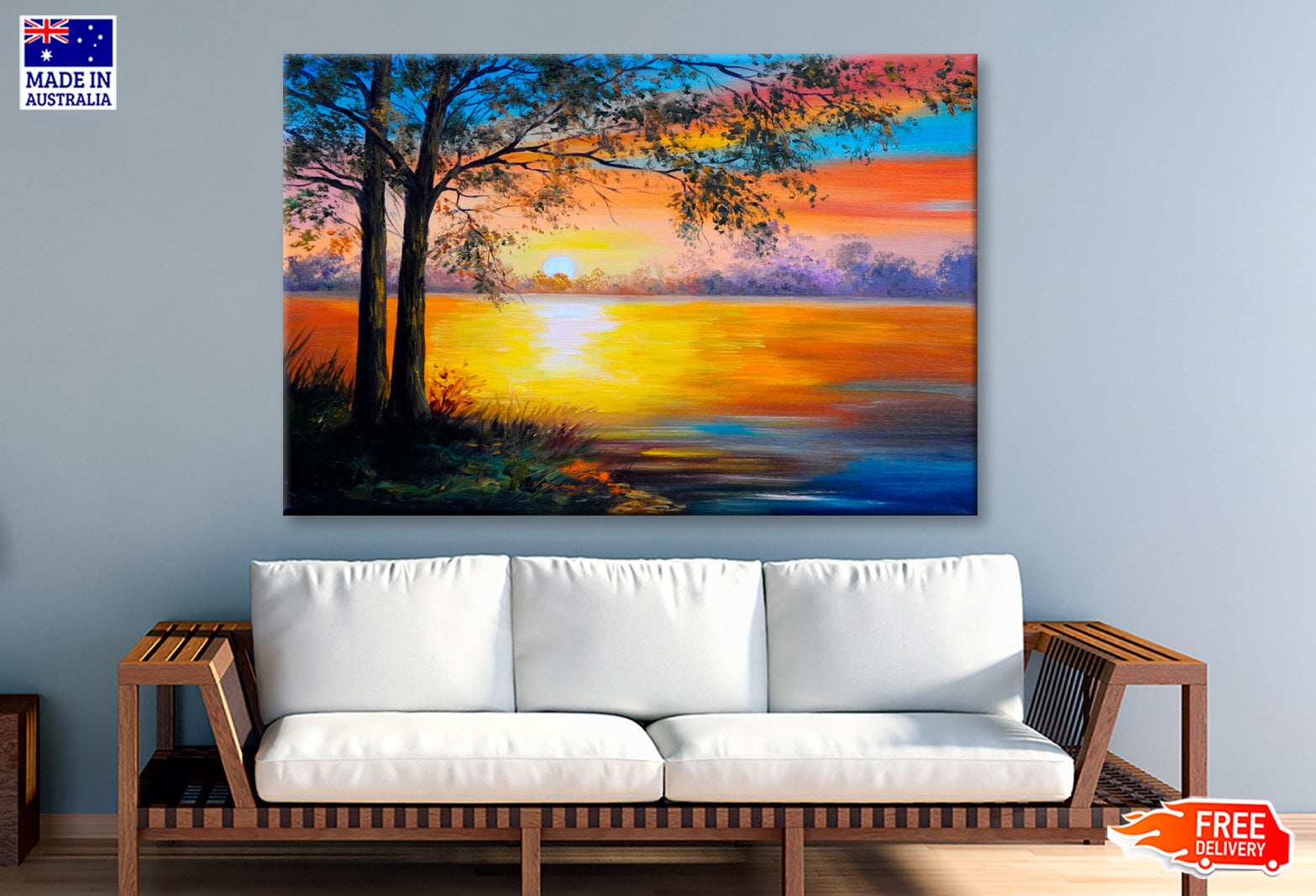 Tree Near The Lake Oil Painting Wall Art Limited Edition High Quality Print