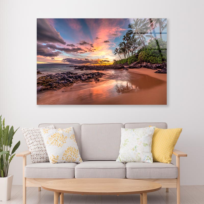 Hawaiian Sunset Wonder  Acrylic Glass Print Tempered Glass Wall Art 100% Made in Australia Ready to Hang