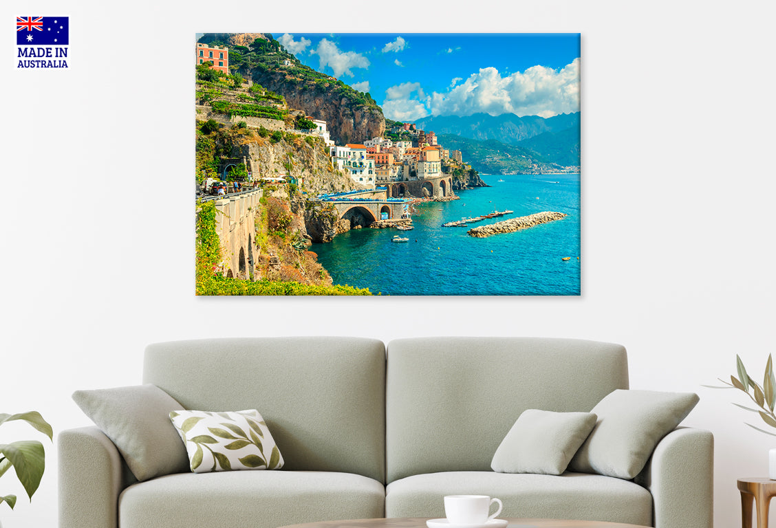 Beautiful Bay and Resort of Amalfi Italy Europe Wall Art Decor 100% Australian Made