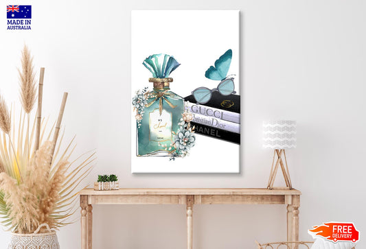 Ocean Blue Perfume with Butterfly Wall Art Limited Edition High Quality Print