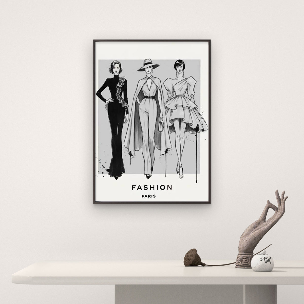Black and White Elegant Fashion Sketch Fashion Home Decor Premium Quality Poster Print Choose Your Sizes