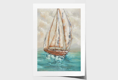 Sea, Sailing Boat, Fabric, Nature Wall Art Limited Edition High Quality Print