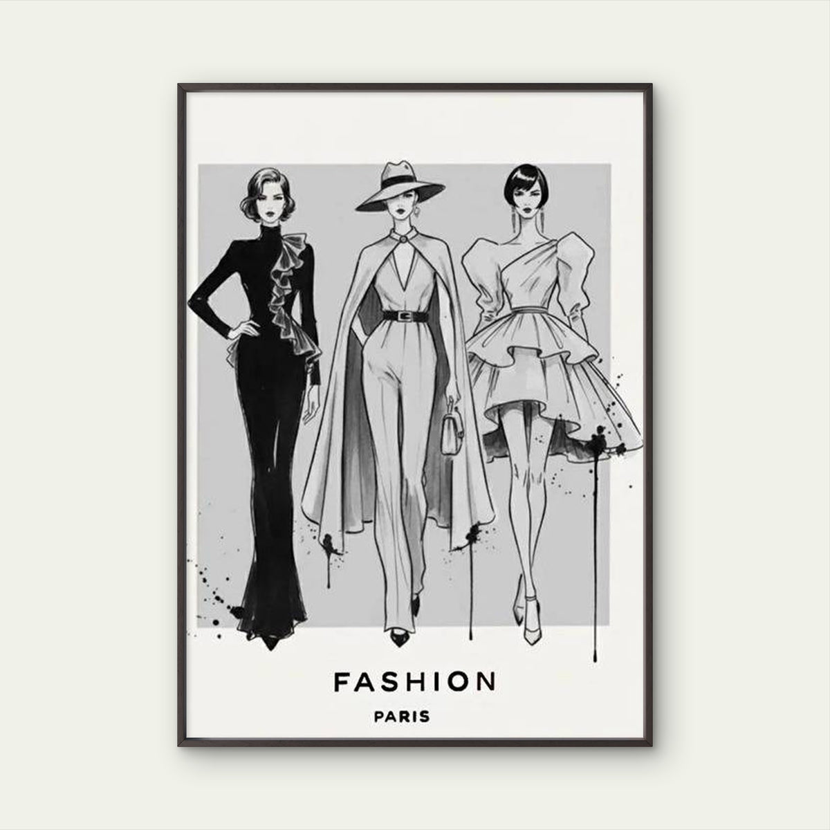 Black and White Elegant Fashion Sketch Fashion Home Decor Premium Quality Poster Print Choose Your Sizes