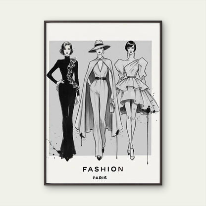 Black and White Elegant Fashion Sketch Fashion Home Decor Premium Quality Poster Print Choose Your Sizes