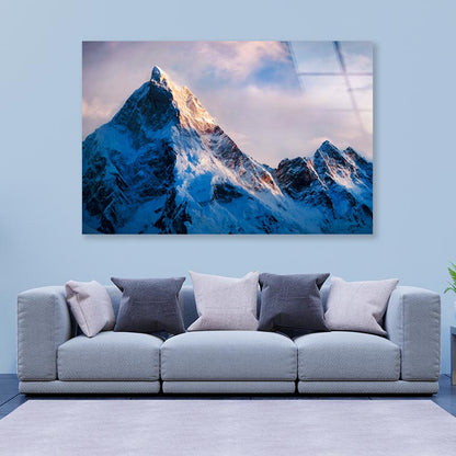 View Of Beautiful Snowy Masherbrum  Acrylic Glass Print Tempered Glass Wall Art 100% Made in Australia Ready to Hang