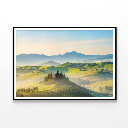 Hills, Trees, Mountains in Tuscany, Italy Home Decor Premium Quality Poster Print Choose Your Sizes