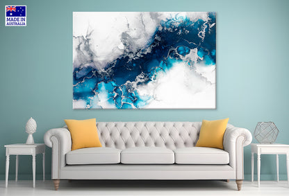 Blue Shaded Marble Ink Abstract Wall Art Wall Art Decor 100% Australian Made