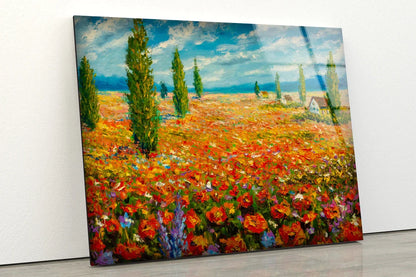 Flower Field Painting UV Direct Aluminum Print Australian Made Quality