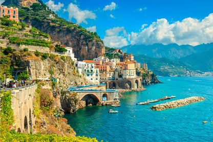 Beautiful Bay and Resort of Amalfi Italy Europe Wall Art Decor 100% Australian Made