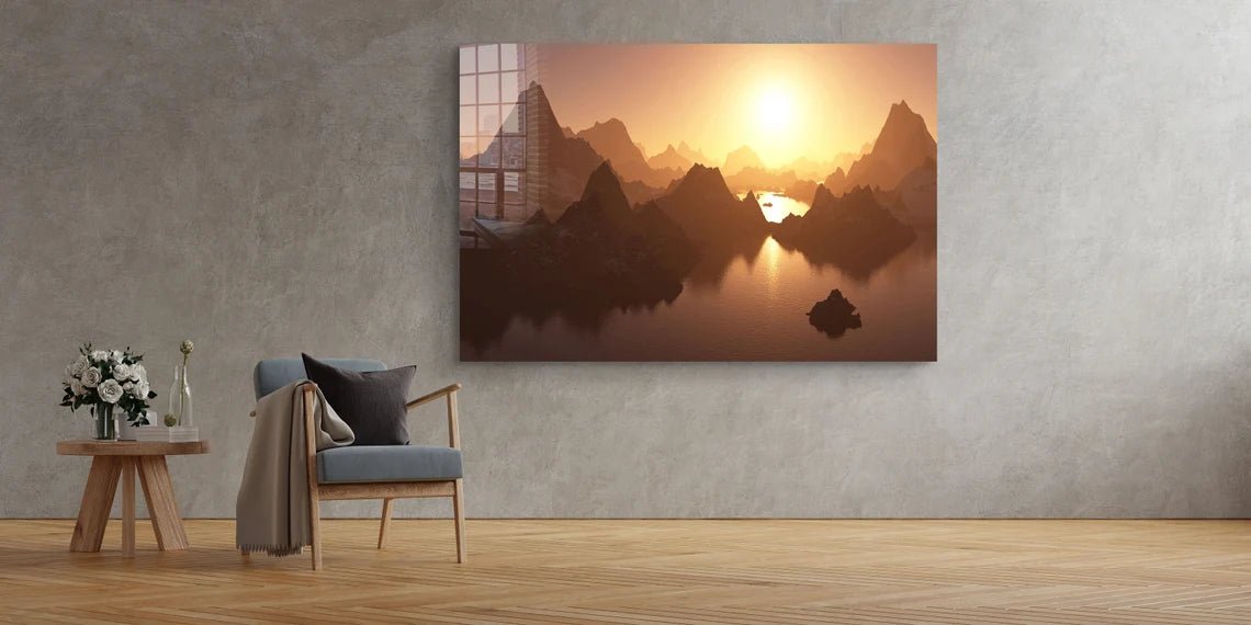 Mountain Lake Sunset UV Direct Aluminum Print Australian Made Quality