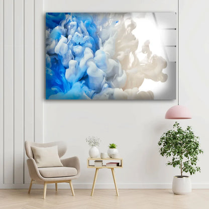 Blue White Abstract UV Direct Aluminum Print Australian Made Quality