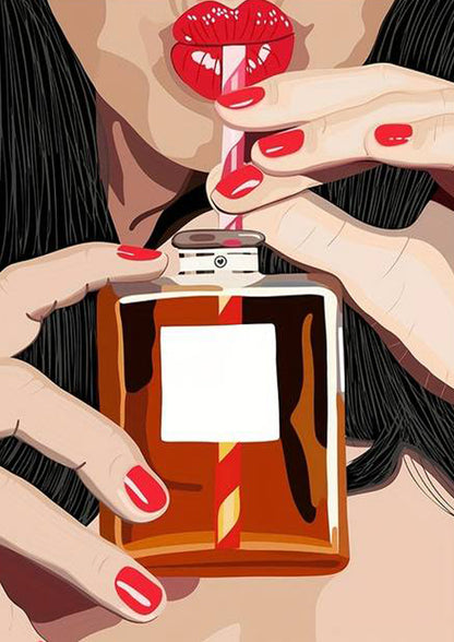 Girl Drinking Perfume Fashion Bar Art Fashion Home Decor Premium Quality Poster Print Choose Your Sizes