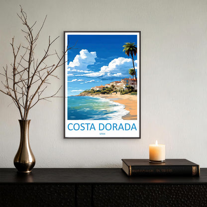 Costa Dorada Spain Coast Spanish Mediterranean Beach Travel Poster Print Wall Art