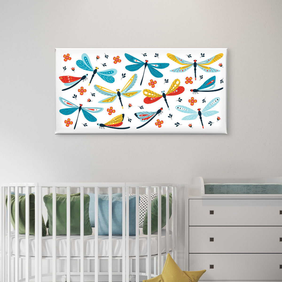 Colorful Dragonfly Insect Pattern Wall Art Canvas Office Home Room Framed 120x60cm