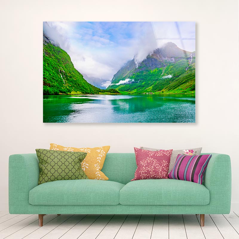 Beautiful Scenery of Scandinavian with Mountains Acrylic Glass Print Tempered Glass Wall Art 100% Made in Australia Ready to Hang