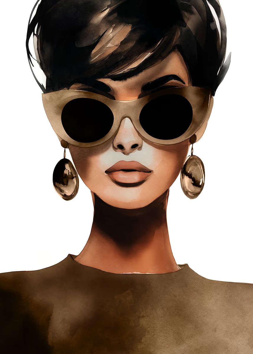 Retro Fashion Sunglasses Girl Fashion Home Decor Premium Quality Poster Print Choose Your Sizes