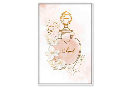 Elegant Gold Perfume Wall Art Limited Edition High Quality Print Canvas Box Framed White