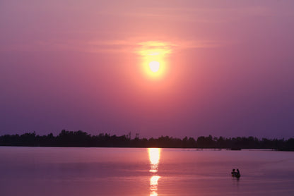 Scenery Of Along the Lake Has an Orange Sky & Sunset Home Decor Premium Quality Poster Print Choose Your Sizes