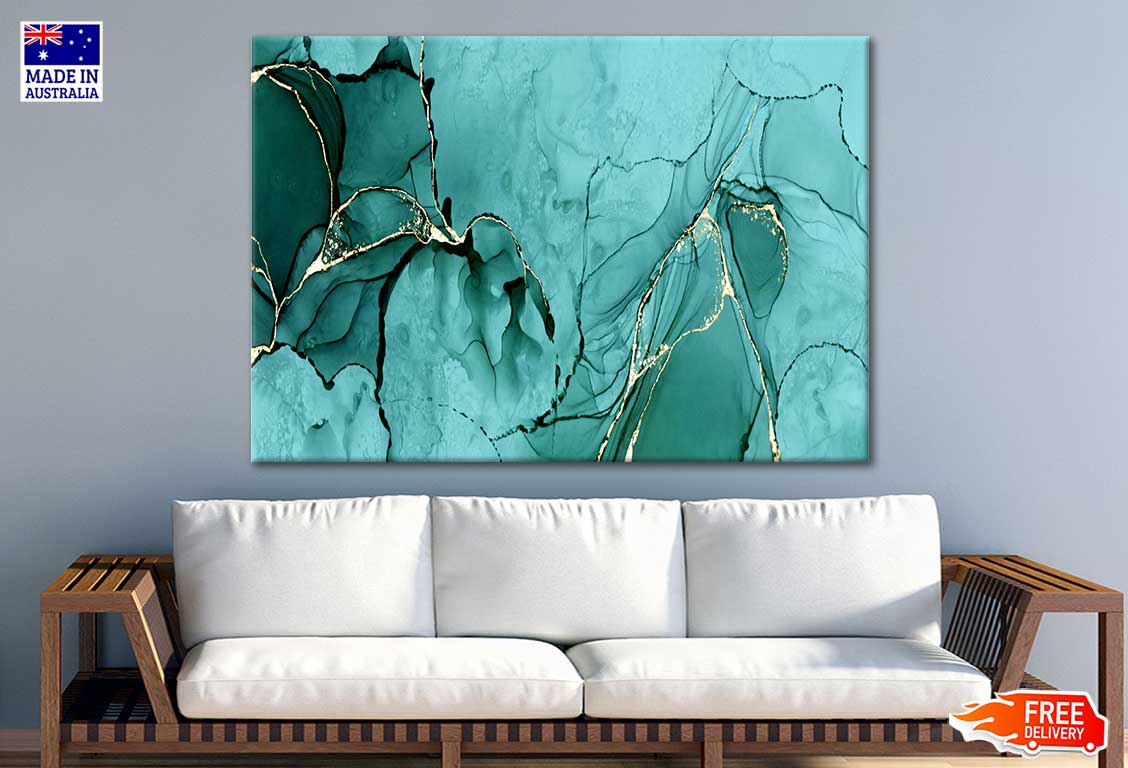 Teal Abstract Alcohol Ink Print 100% Australian Made