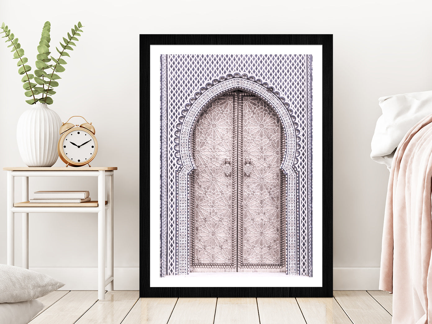 Moroccon Door View Photograph Glass Framed Wall Art, Ready to Hang Quality Print With White Border Black