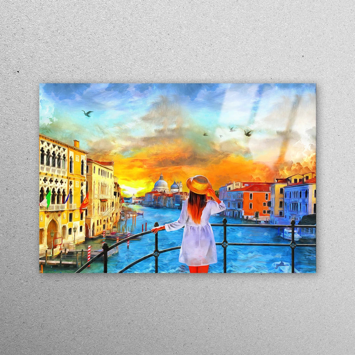 Girl Watching Grand Canal Acrylic Glass Print Tempered Glass Wall Art 100% Made in Australia Ready to Hang