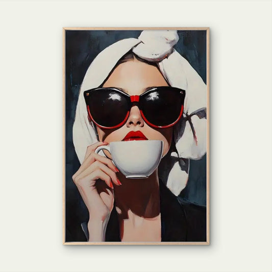 Woman with Towel Coffee Cup Fashion Home Decor Premium Quality Poster Print Choose Your Sizes